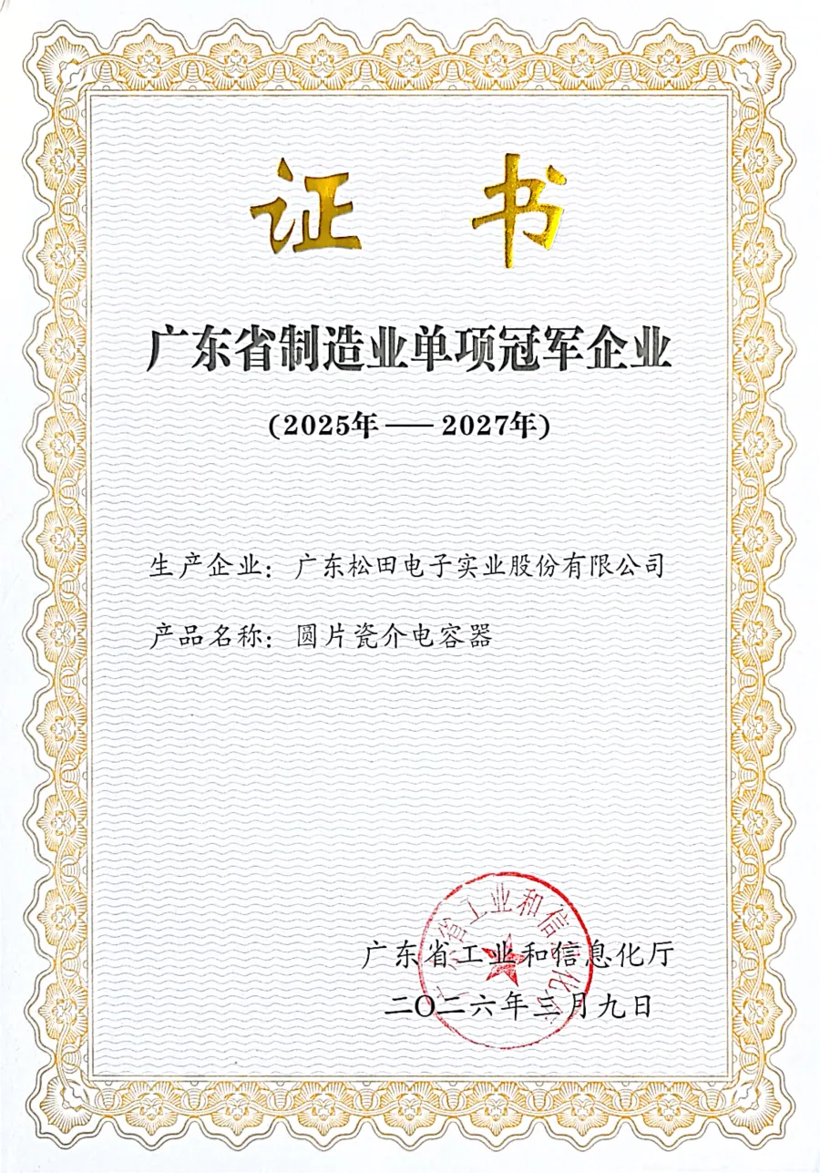 Guangdong Manufacturing Champion (certificate)