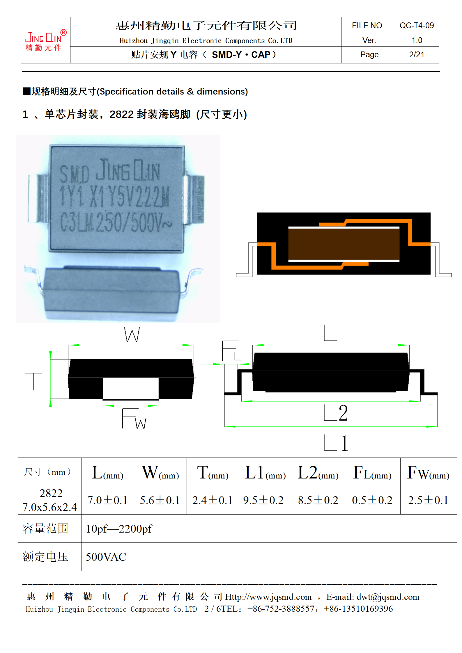 Jingqin 2822 single-chip gull-wing specifications (source image) — source figure 10