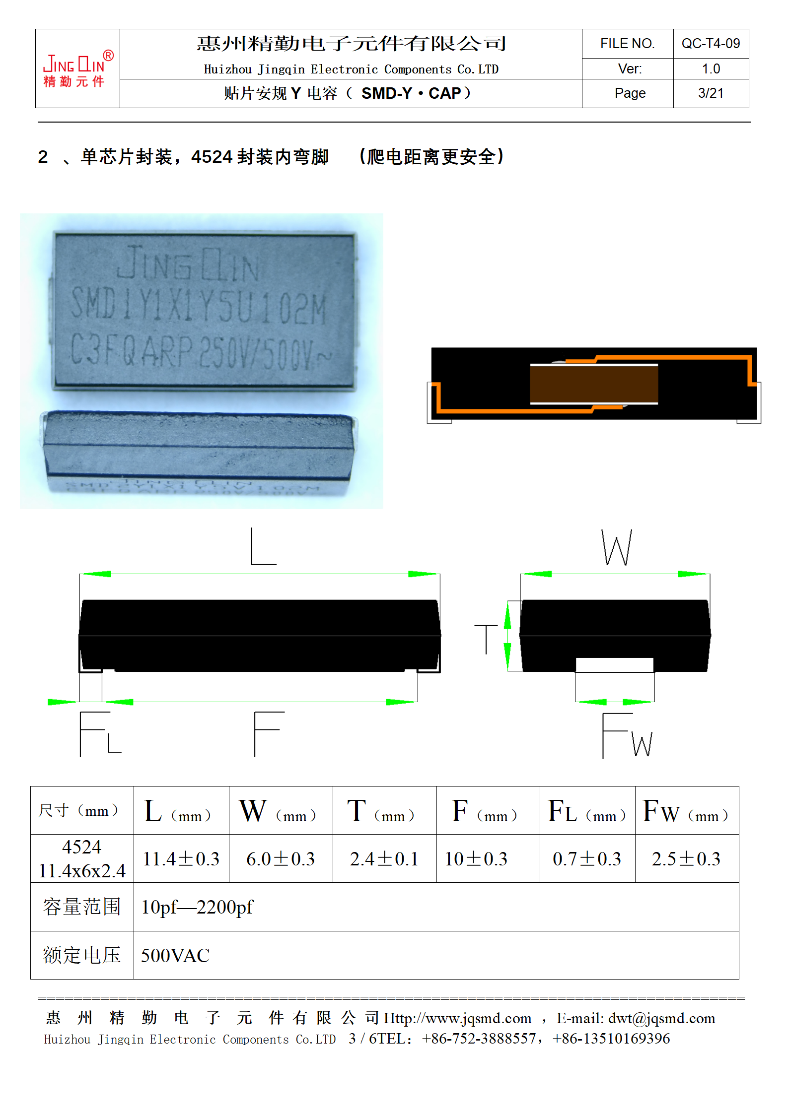 Jingqin 4524 single-chip inward-bent leads specifications (source image) — source figure 11