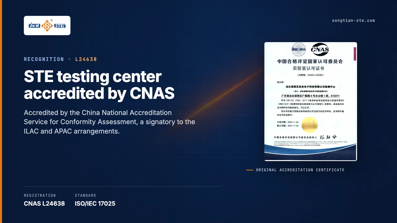 STE testing center receives CNAS accreditation